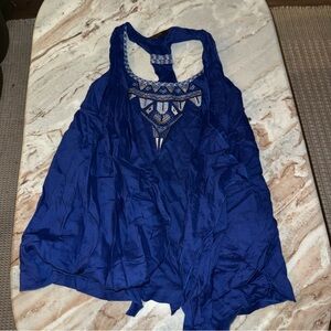 Ranna Gill Royal Blue Embroidered Tank Top